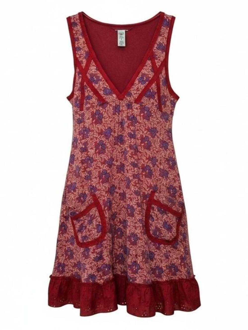 Free People Red/Pink Floral Boho Farmhouse Cottagecore XS Dress Peasant